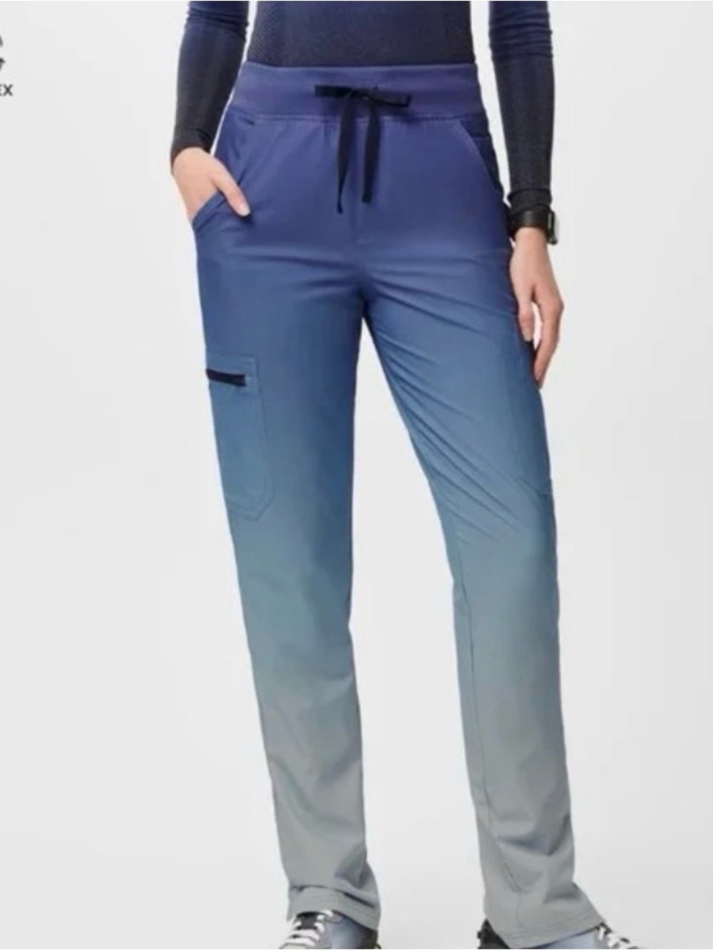 Figs Ocean Mist Ombre Women's Scrub Set - Top Small, Bottom Small-Tall